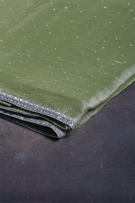 parrot-green-designer-crepe-silk-saree