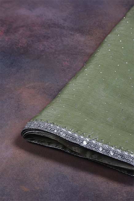 parrot-green-designer-crepe-silk-saree